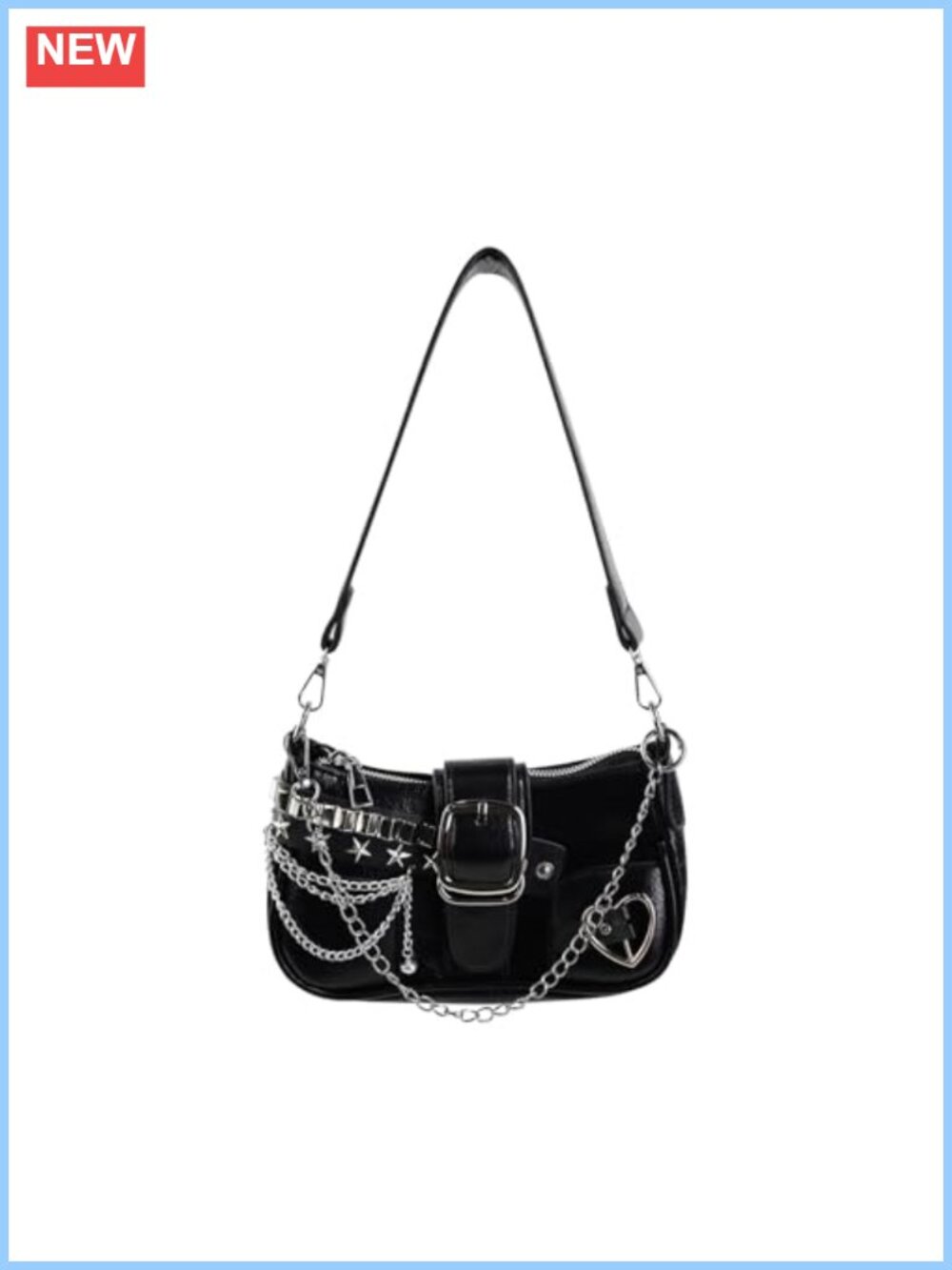 Women's PU Leather Shoulder Bag Y2K Crossbody Purse 2 Detachable Straps